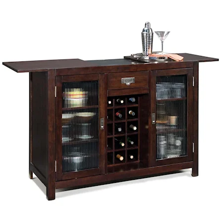 Espresso 2-Door 1-Drawer Bar Cabinet with Wine Rack
